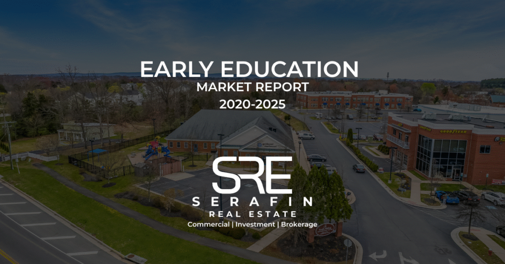 Aerial view of a preschool building featured in Serafin Real Estate’s Early Education Market Report 2020–2025, led by Joe Serafin