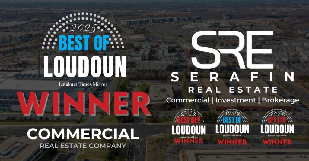 Serafin Real Estate wins Best of Loudoun 2025 for Commercial Real Estate Company, fourth consecutive win, led by Joe Serafin.