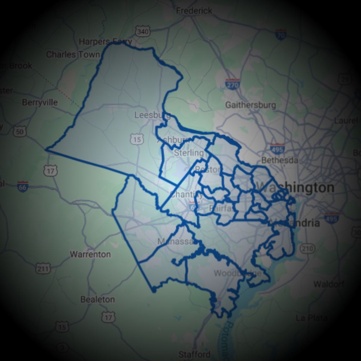 Map of Northern Virginia counties highlighting the business landscape and commercial real estate markets